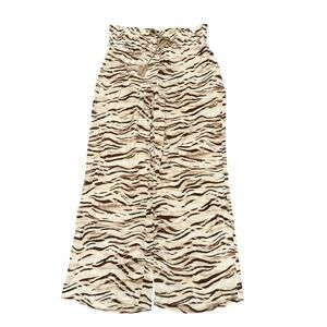 INC International Brown Zebra Animal Print Wide Leg Pants Boho Medium Fall